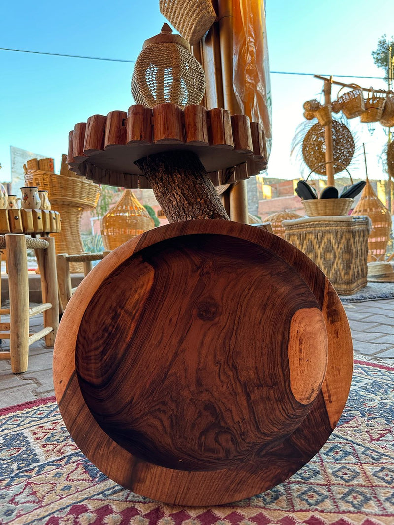 Handcrafted Wooden Dough Bowl for Kneading and Serving